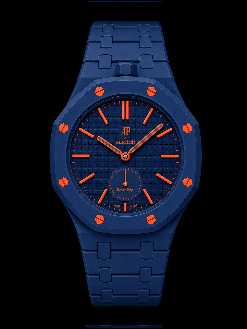 SNAPWATCH ROYAL POP WRIST CONVERSION CASE & BRACELET COMBO — NAVY ORANGE