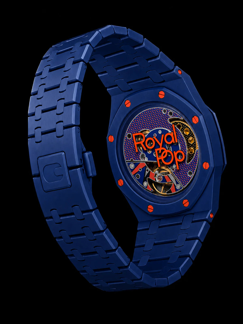 SNAPWATCH ROYAL POP WRIST CONVERSION CASE & BRACELET COMBO — NAVY ORANGE