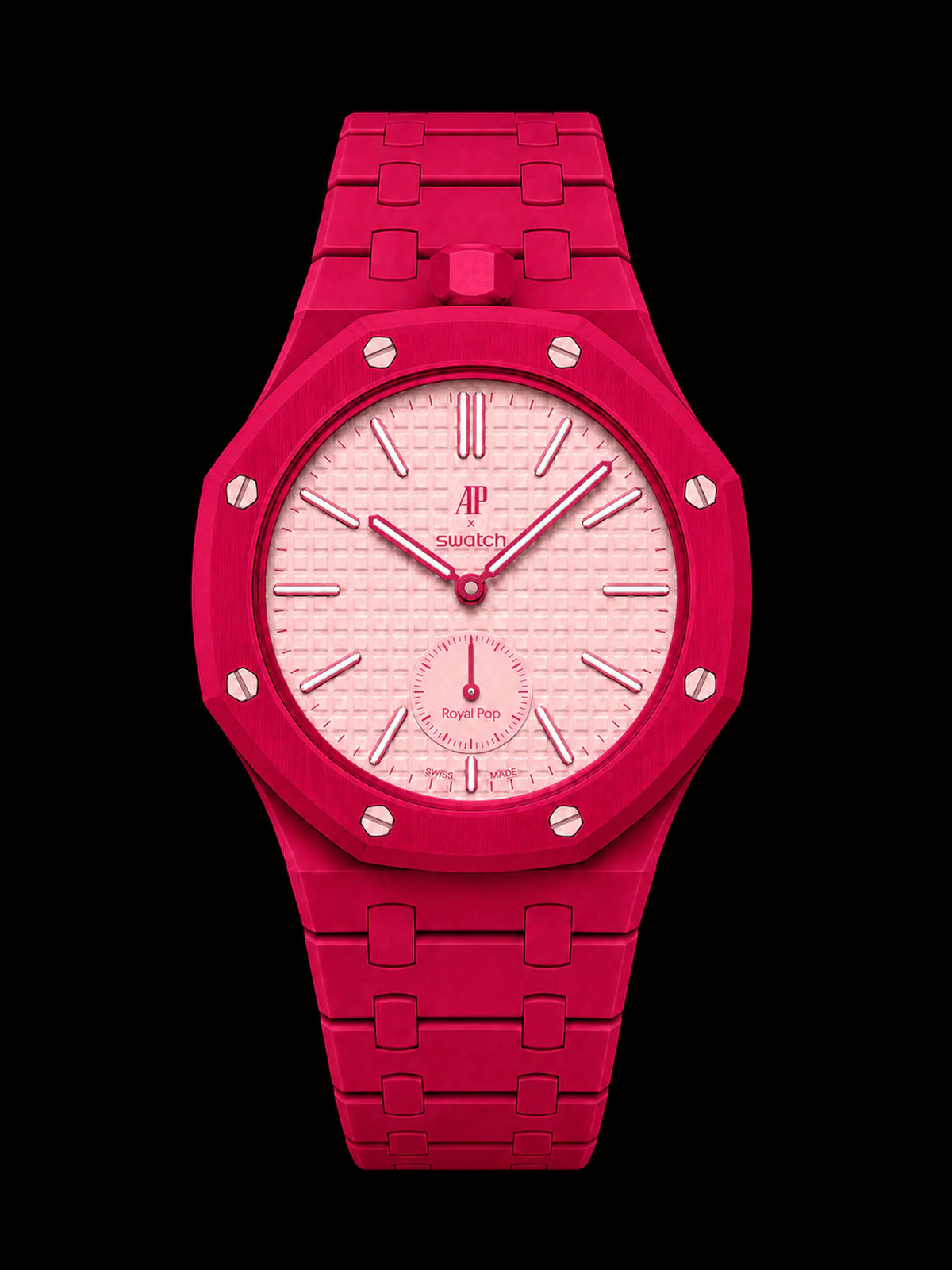 SNAPWATCH ROYAL POP WRIST CONVERSION CASE & BRACELET COMBO — HOT PINK